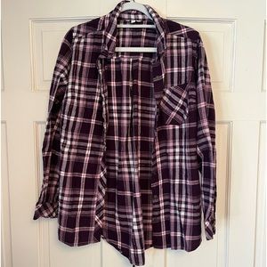 Purple plaid shirt